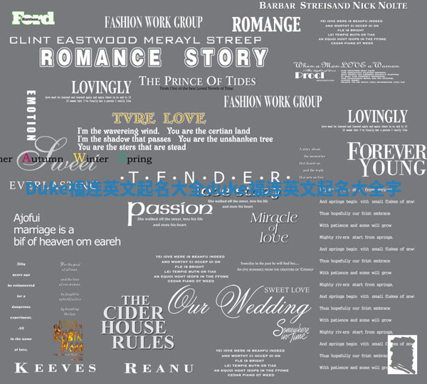 Duke福连英文起名大全_duke福连英文起名大全字