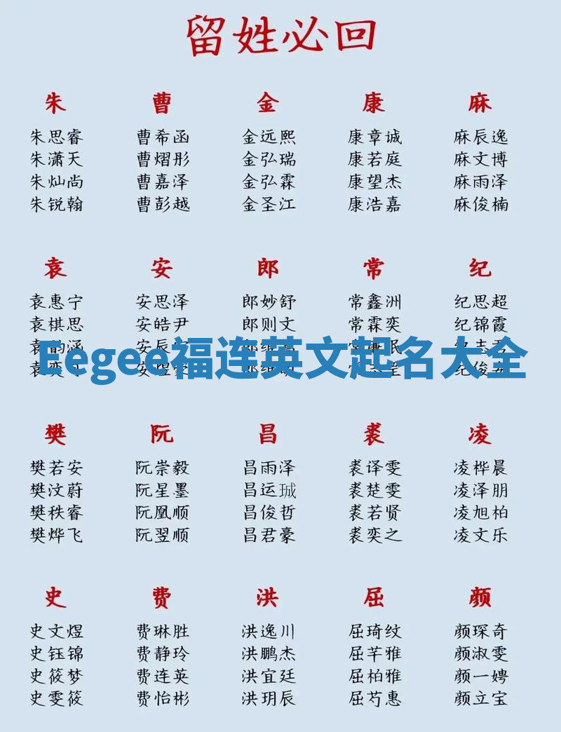 Eegee福连英文起名大全