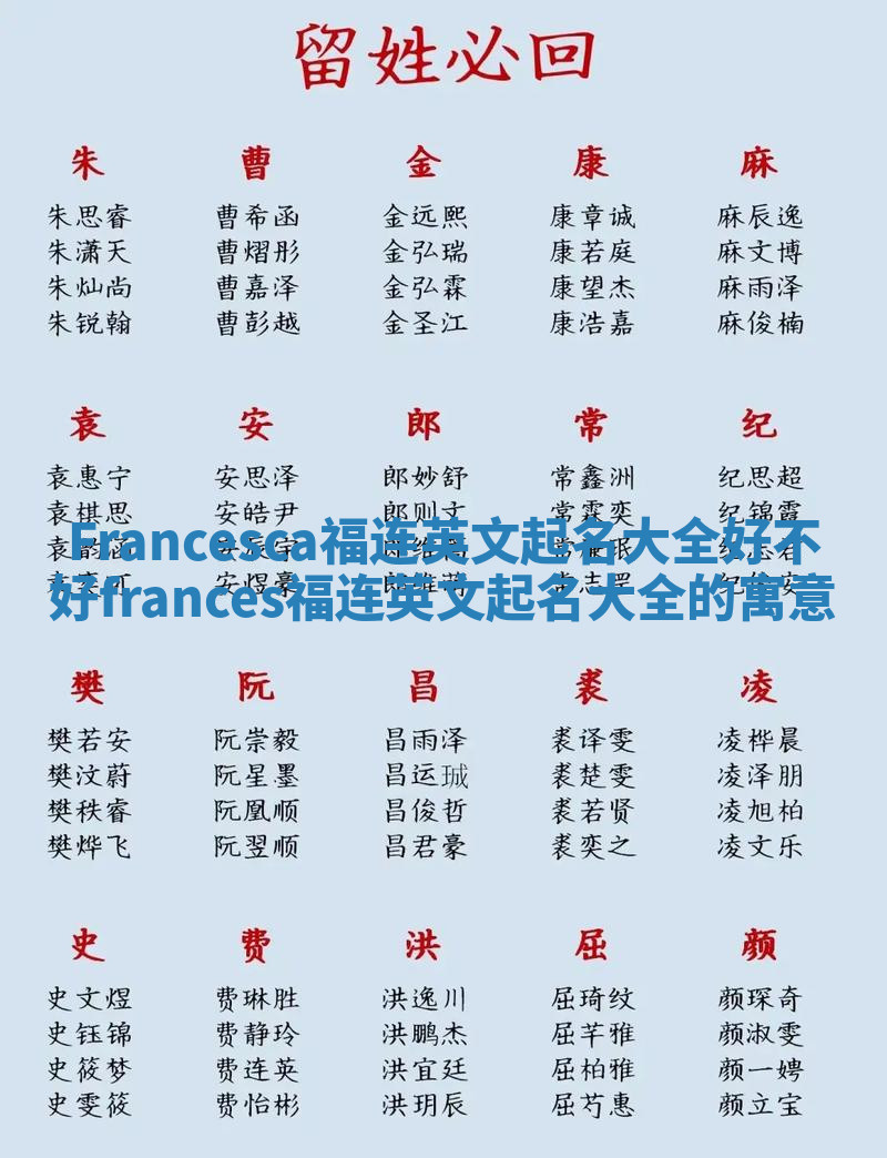 Francesca福连英文起名大全好不好_frances福连英文起名大全的寓意
