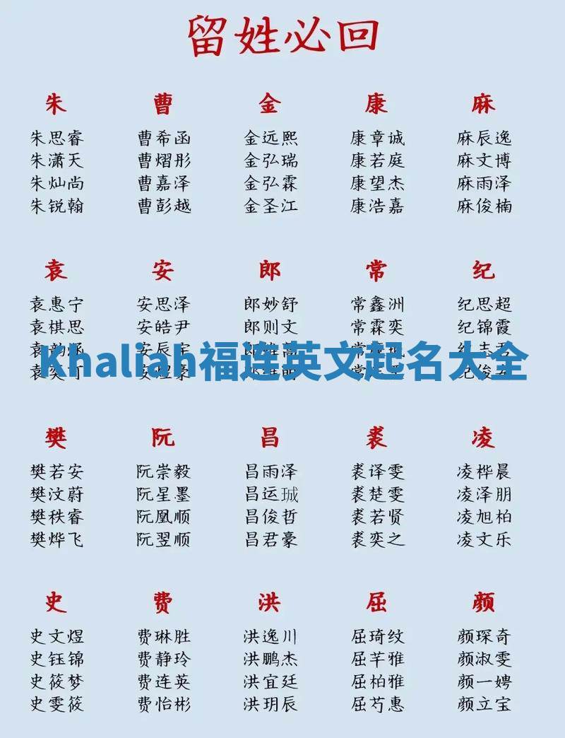 Khaliah福连英文起名大全