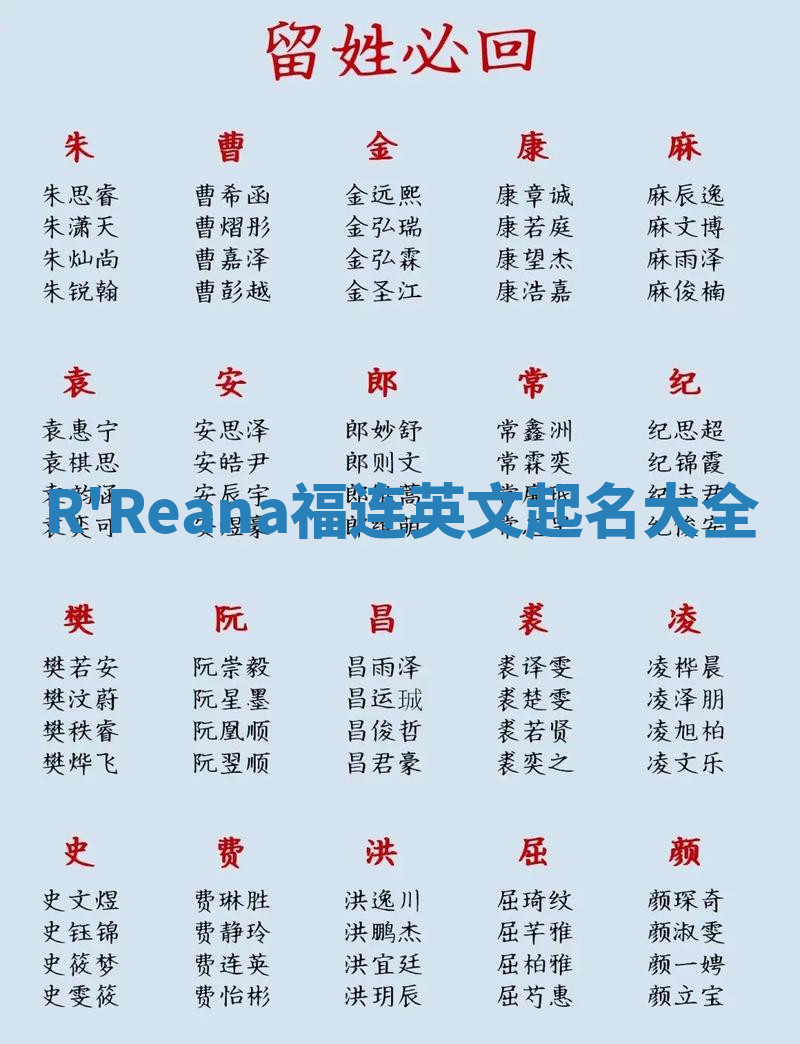 R'Reana福连英文起名大全