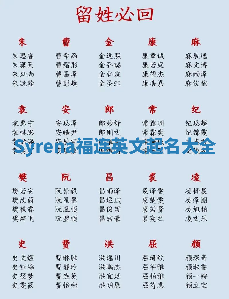 Syrena福连英文起名大全