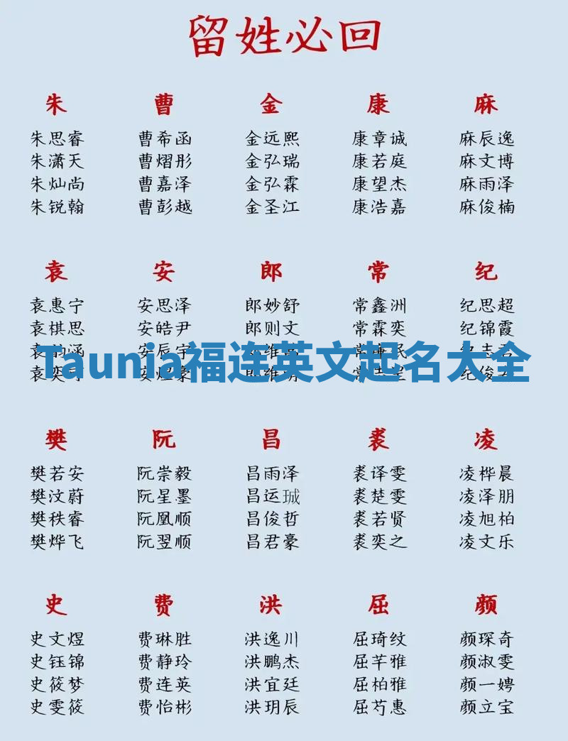 Taunia福连英文起名大全