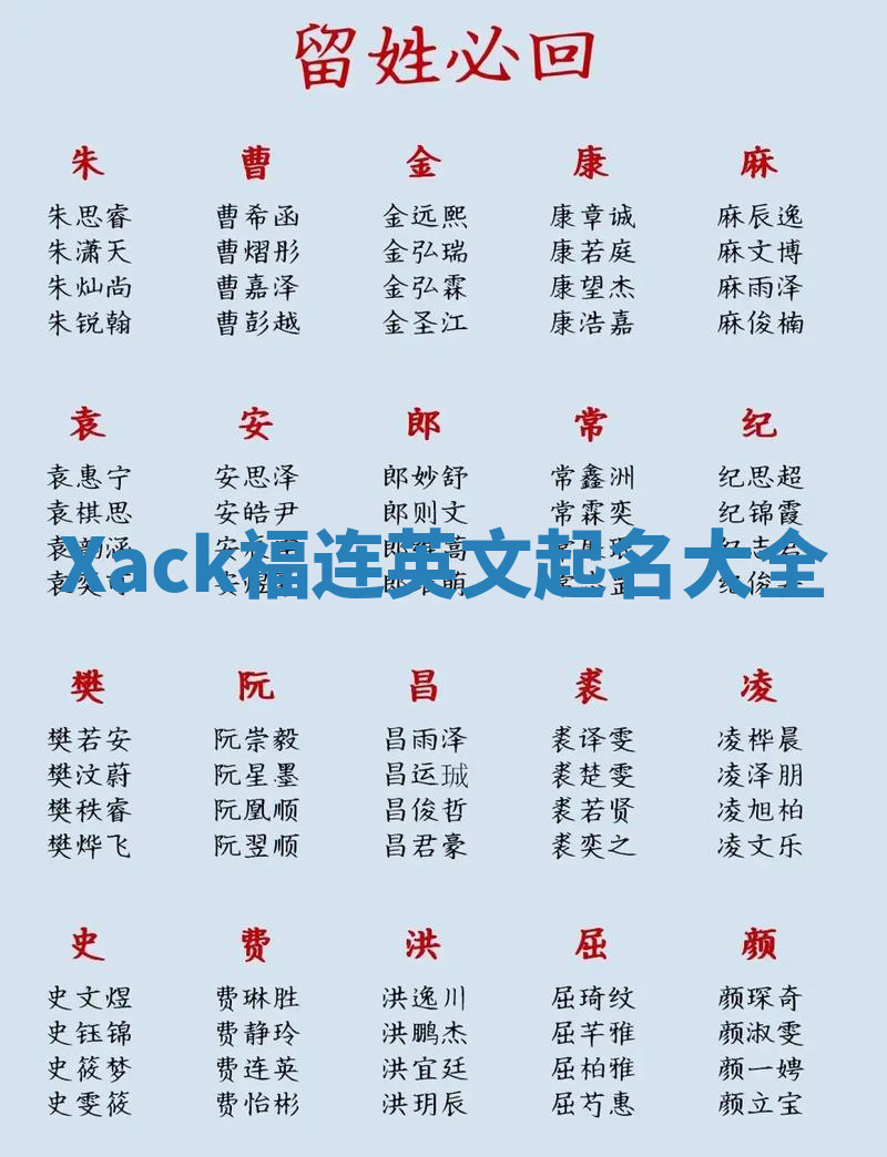 Xack福连英文起名大全