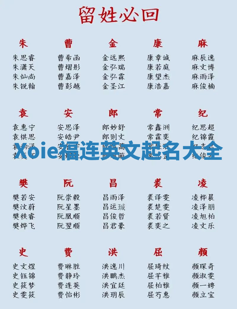 Xoie福连英文起名大全