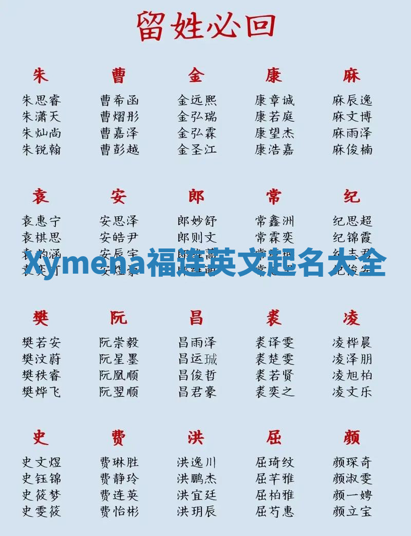 Xymena福连英文起名大全