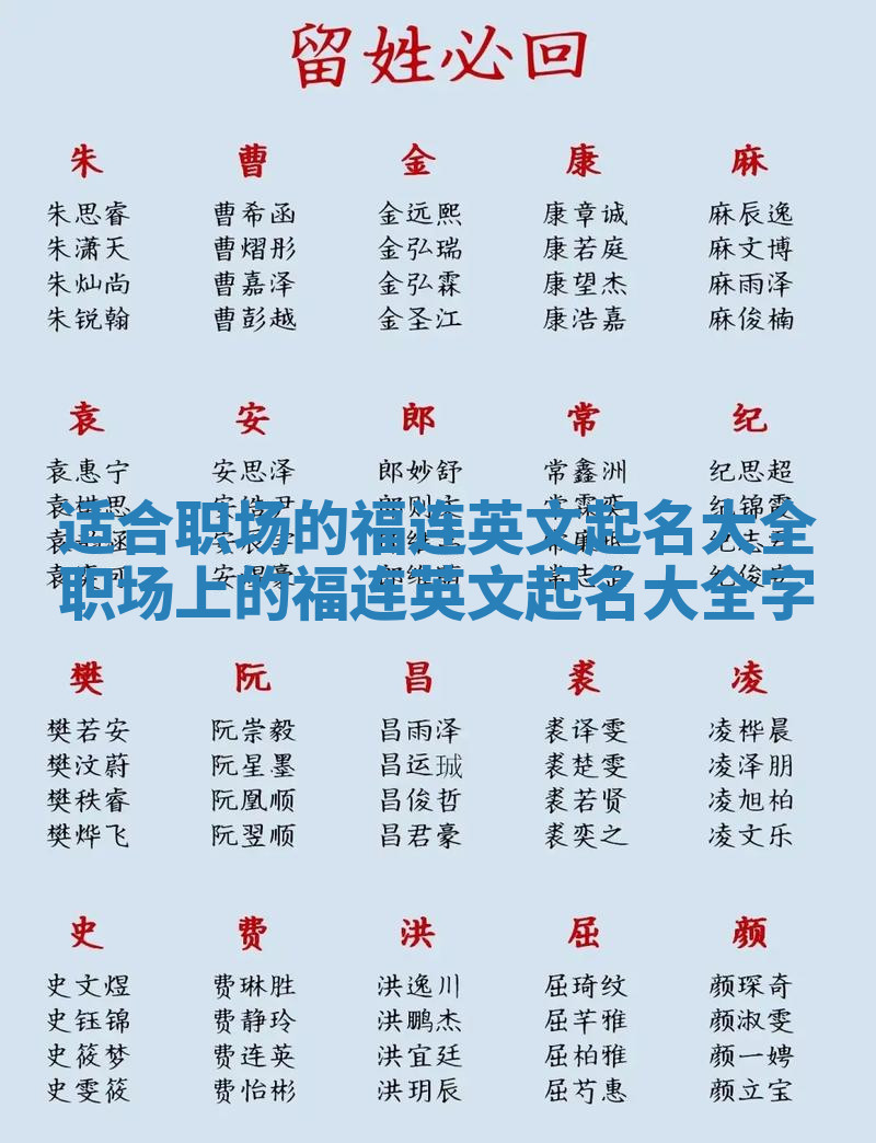 适合职场的福连英文起名大全_职场上的福连英文起名大全字